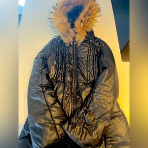 Mackage three-quarter puffer jacket with real fur.